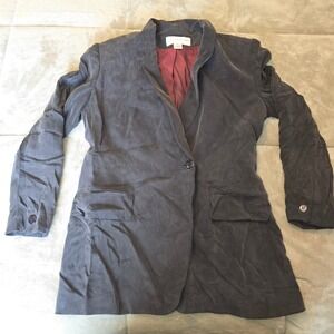 Jones New York Size Women's 10 Pressed Velvet Feel Silk Lining Dark Gray Coat